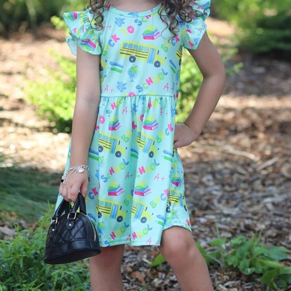 Girls School Bus Back to School Dress